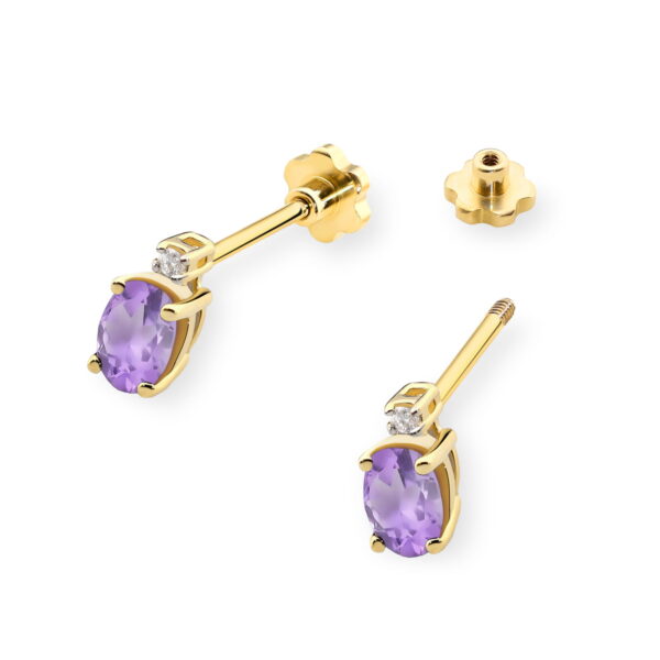 Kolczyki Ametyst 2 x 0,40ct sztyft zakręcany - obrazek 2