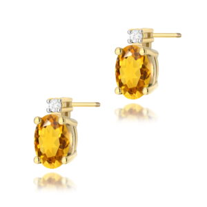 Kolczyki Cytryn 2 x 0,60ct sztyft zakręcany