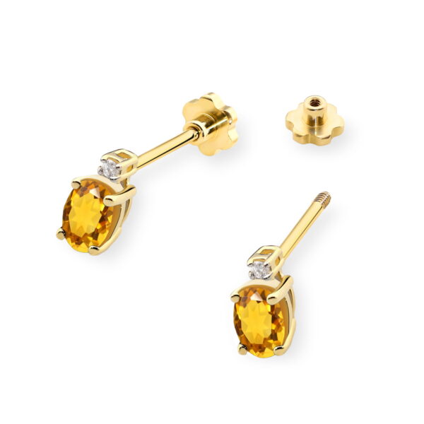 Kolczyki Cytryn 2 x 0,60ct sztyft zakręcany - obrazek 2