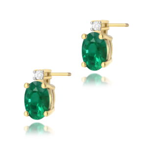Kolczyki Szmaragd 2 x 0,40ct sztyft zakręcany
