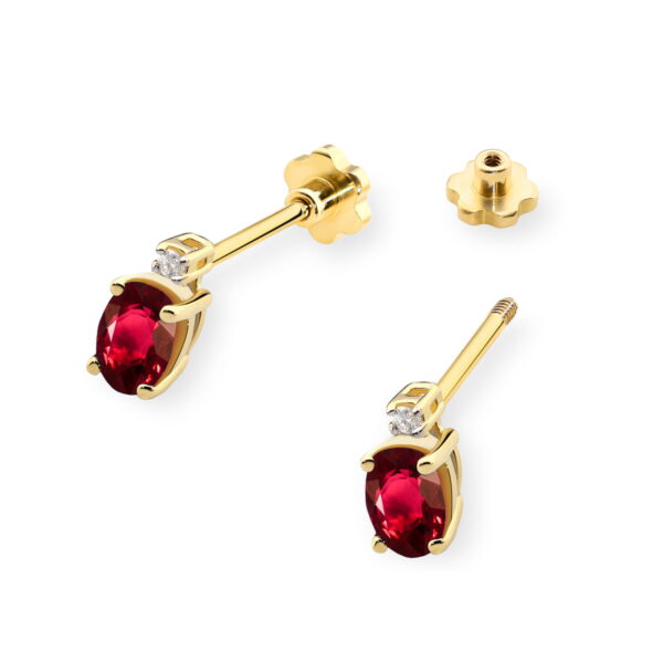 Kolczyki Rubin 2 x 0,60ct sztyft zakręcany - obrazek 2
