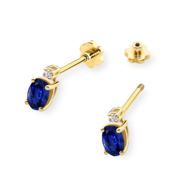 Kolczyki Szafir 2 x 0,70ct sztyft zakręcany - obrazek 2
