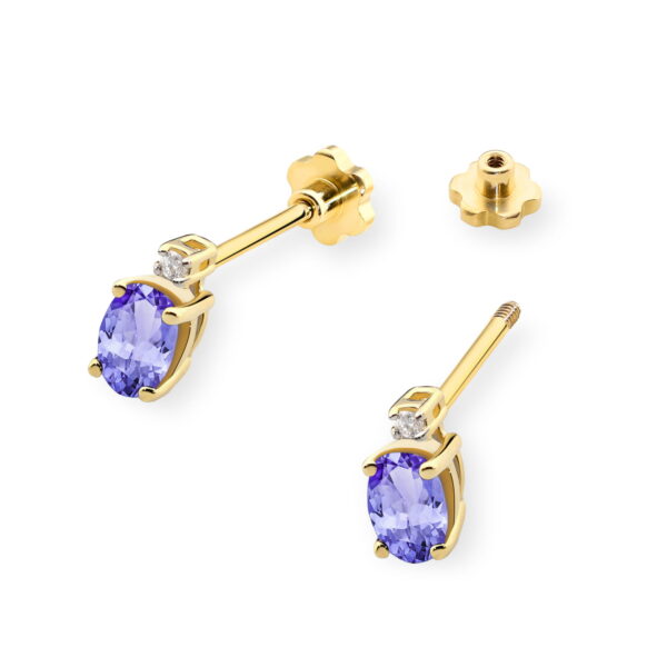 Kolczyki Tanzanit 2 x 0,40ct sztyft zakręcany - obrazek 2