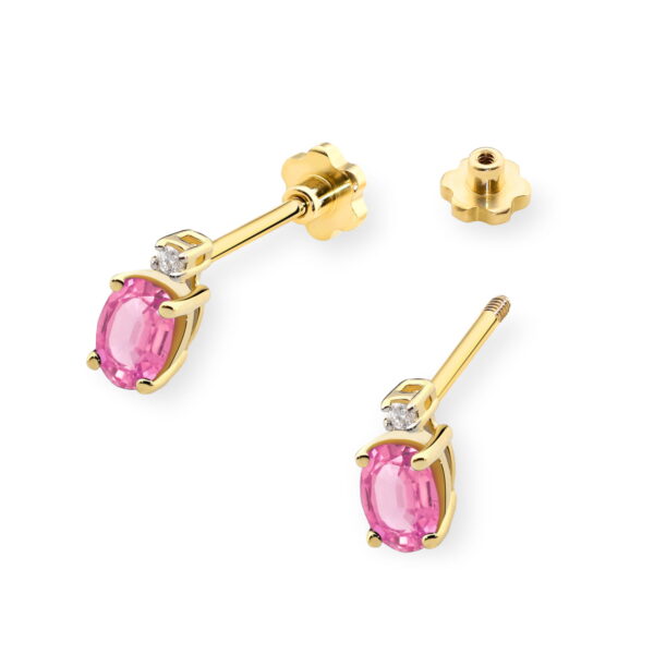 Kolczyki Różowy Topaz 2 x 0,50ct sztyft zakręcany - obrazek 2