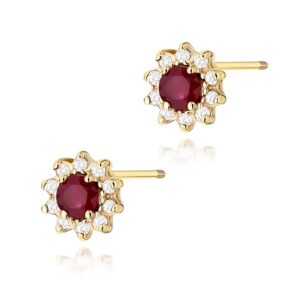 Kolczyki Rubin 2 x 0,15ct sztyft zakręcany