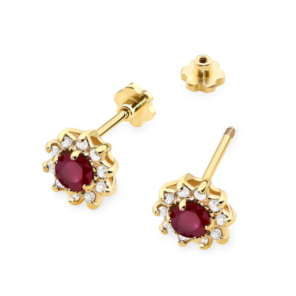 Kolczyki Rubin 2 x 0,15ct sztyft zakręcany - obrazek 2