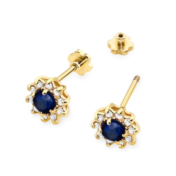Kolczyki Szafir 2 x 0,15ct sztyft zakręcany - obrazek 2