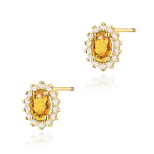 Kolczyki Cytryn 2 x 0,60ct sztyft zakręcany