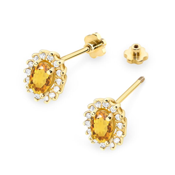 Kolczyki Cytryn 2 x 0,60ct sztyft zakręcany - obrazek 2