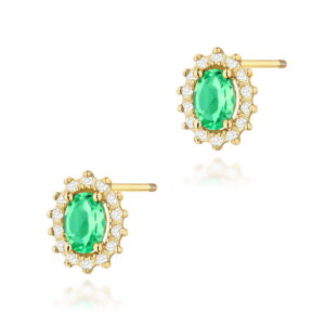 Kolczyki Szmaragd 2 x 0,40ct sztyft zakręcany