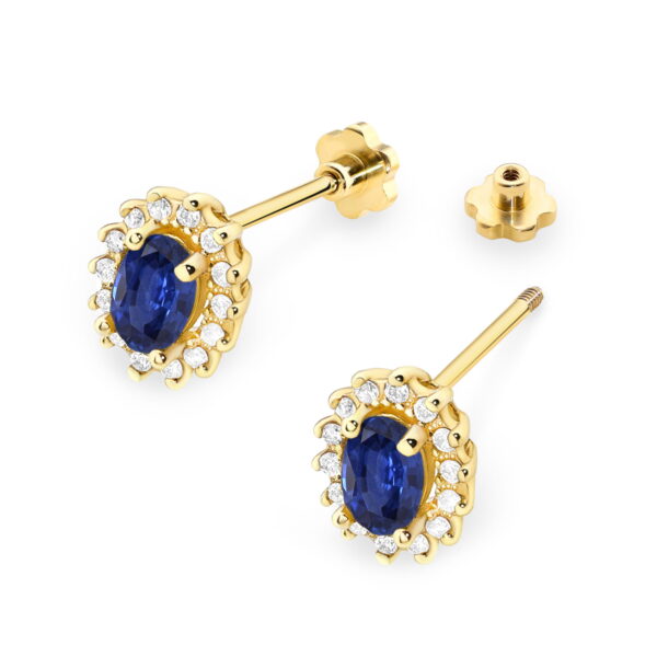 Kolczyki Szafir 2 x 0,70ct sztyft zakręcany - obrazek 2