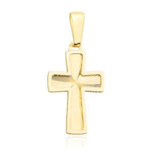 Krzyżyk złoty diamentowany z gładką oprawą