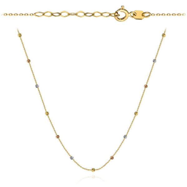 Naszyjnik złoty diamentowane kuleczki w trzech kolorach złota choker - obrazek 2