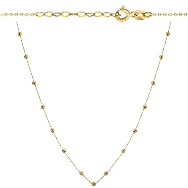 Naszyjnik złoty diamentowane kulki 42+3cm - obrazek 2