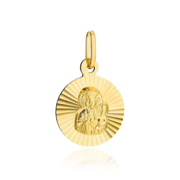 Medalik złoty Matka Boska Częstochowska w diamentowanym kółku - obrazek 2