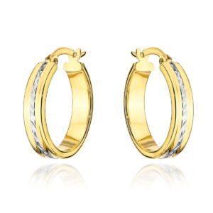Kolczyki kółko i białe diamentowanie w środku 2,8 cm