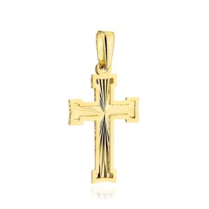 Krzyżyk złoty diamentowany w gładkiej oprawie