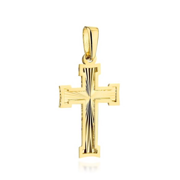 Krzyżyk złoty diamentowany w gładkiej oprawie - obrazek 2